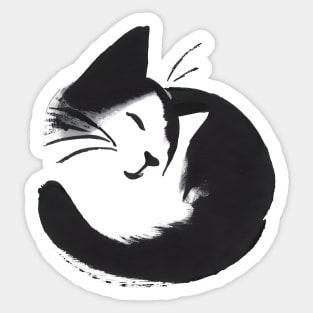 Cat sumi e art, japanese aesthetic Sticker